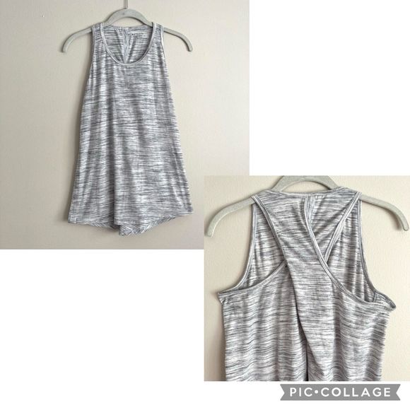 Athleta Essence Spacedye Tie Back Tank Gray Sleeveless Size Small Crossback Open - Picture 1 of 10